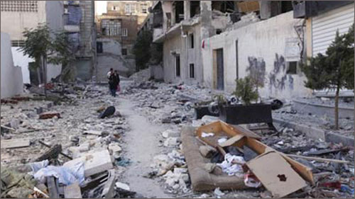 Thành phố Aleppo đã thành đống đổ nát sau các cuộc xung đột.